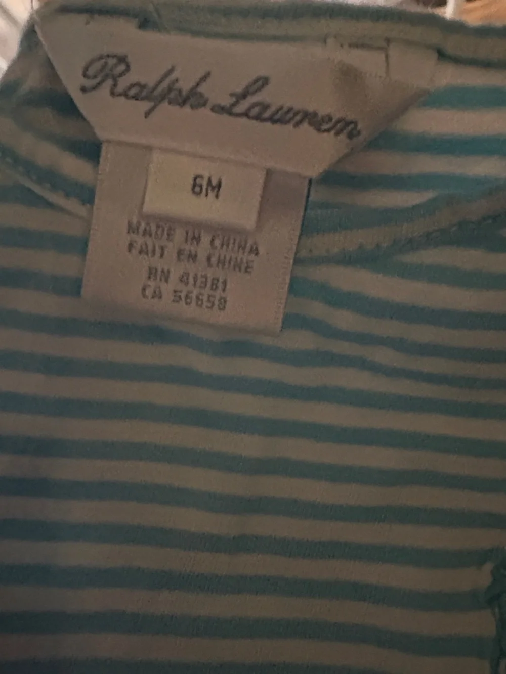 Ralph Lauren Light Blue & White Striped Dress with Floral Ruffle Bloomers